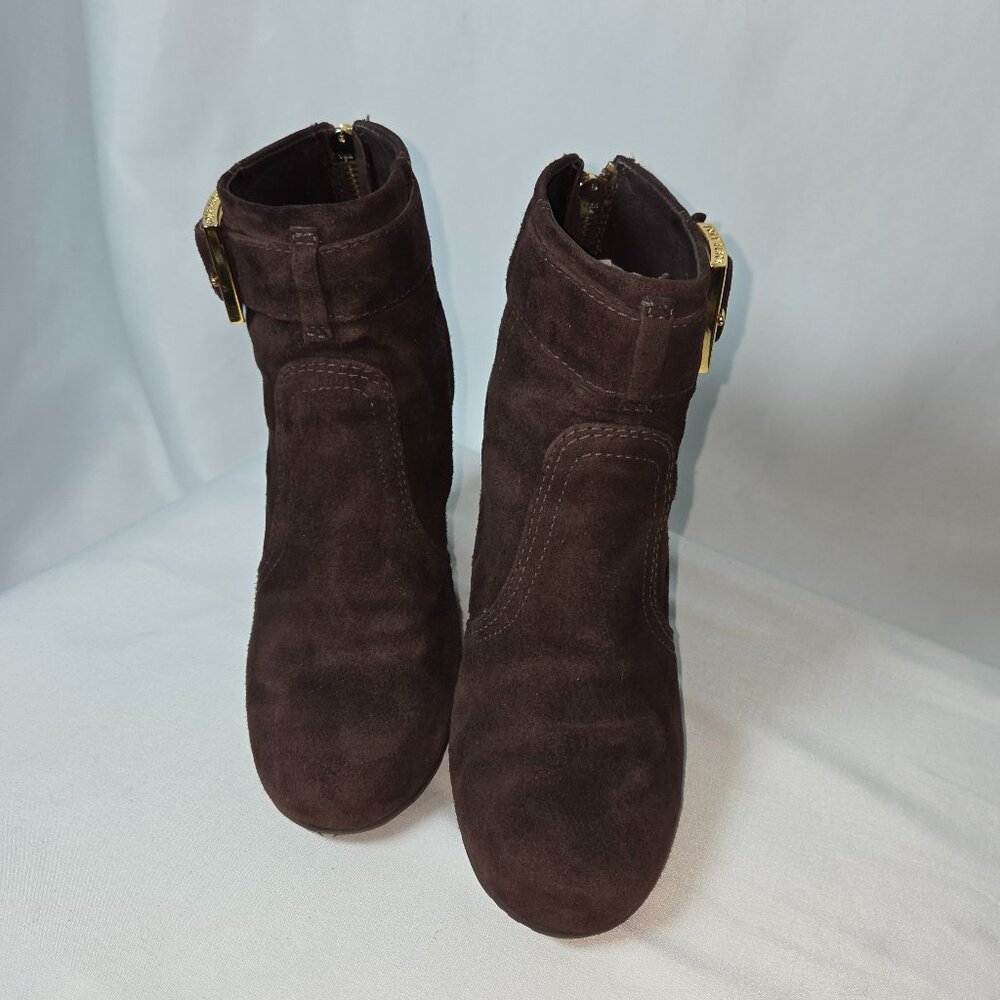 Tory Burch Deanna Chocolate Brown Suede Wedge Bootie, Size 5M